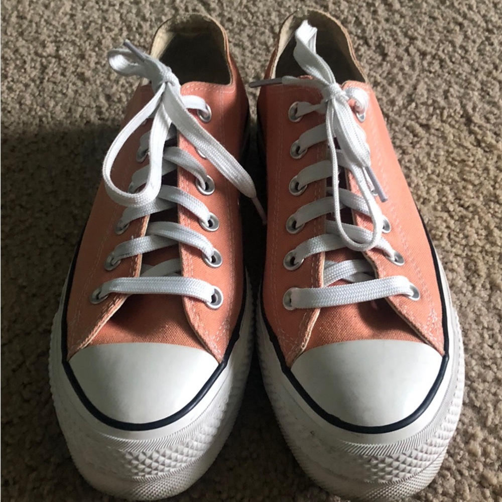 Peach Canvas Sneakers with White Laces